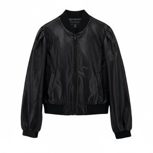 House of Harlow 1960 Black Faux Leather Bomber Jacket Womens Size Medium NWT